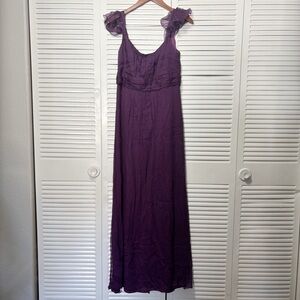 Amsale Elegant Crinkle Chiffon Purple Sleeveless Evening Gown Dress Size 12